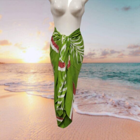 Womens Sarong Pareo Cotton Wrap HandPainted Batik Wrapskirt Beachwear -NEW - Picture 2 of 5